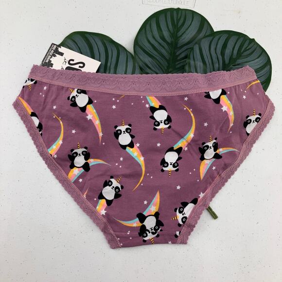 Sock It To Me Pink Unicorn Rainbow Panda Cotton Blend Mid-Rise Bikini Underwear - Picture 3 of 6
